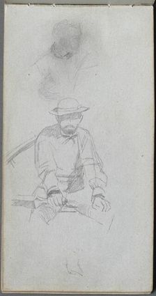 Sketchbook, page 30: Seated male Figure and Figure in Profile. Creator: Ernest Meissonier (French, 1815-1891)