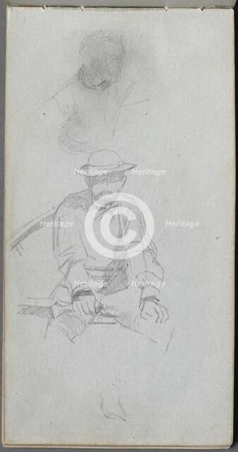 Sketchbook, page 30: Seated male Figure and Figure in Profile. Creator: Ernest Meissonier (French, 1815-1891).
