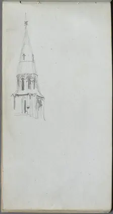 Sketchbook, page 44: Church Spire. Creator: Ernest Meissonier (French, 1815-1891)