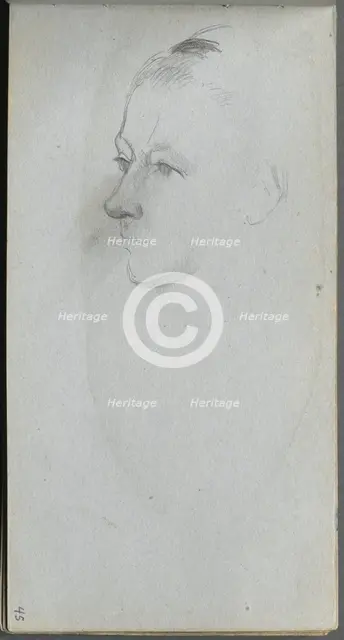 Sketchbook, page 45: Woman's Face, 3/4 View. Creator: Ernest Meissonier (French, 1815-1891).