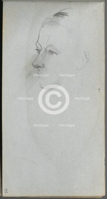 Sketchbook, page 45: Woman's Face, 3/4 View. Creator: Ernest Meissonier (French, 1815-1891).