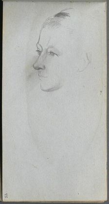 Sketchbook, page 45: Woman's Face, 3/4 View. Creator: Ernest Meissonier (French, 1815-1891)