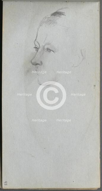 Sketchbook, page 45: Woman's Face, 3/4 View. Creator: Ernest Meissonier (French, 1815-1891).