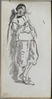 Sketchbook, page 46: Standing Male Figure. Creator: Ernest Meissonier (French, 1815-1891)