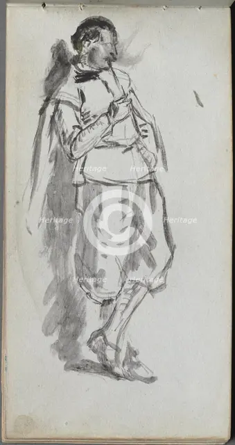 Sketchbook, page 46: Standing Male Figure. Creator: Ernest Meissonier (French, 1815-1891).