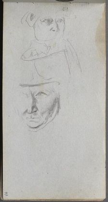 Sketchbook, page 47: Studies of Three Faces. Creator: Ernest Meissonier (French, 1815-1891)