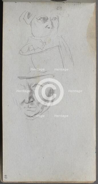 Sketchbook, page 47: Studies of Three Faces. Creator: Ernest Meissonier (French, 1815-1891).