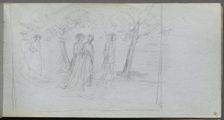 Sketchbook, page 41: Figures in a Landscape. Creator: Ernest Meissonier (French, 1815-1891)