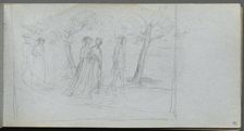 Sketchbook, page 41: Figures in a Landscape. Creator: Ernest Meissonier (French, 1815-1891)