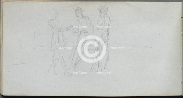 Sketchbook, page 42: Three Figures. Creator: Ernest Meissonier (French, 1815-1891).