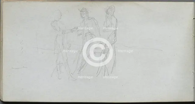 Sketchbook, page 42: Three Figures. Creator: Ernest Meissonier (French, 1815-1891).