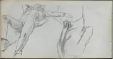 Sketchbook, page 58: Reclining Figure and Figure from behind. Creator: Ernest Meissonier (French, 1815-1891)