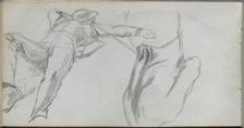 Sketchbook, page 58: Reclining Figure and Figure from behind. Creator: Ernest Meissonier (French, 1815-1891)