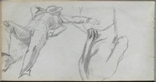 Sketchbook, page 58: Reclining Figure and Figure from behind. Creator: Ernest Meissonier (French, 1815-1891)