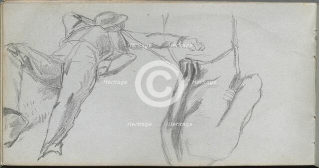 Sketchbook, page 58: Reclining Figure and Figure from behind. Creator: Ernest Meissonier (French, 1815-1891).