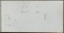Sketchbook, page 53: Animal Studies and Tree Study. Creator: Ernest Meissonier (French, 1815-1891)