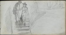 Sketchbook, page 64: Figures on a Stairway. Creator: Ernest Meissonier (French, 1815-1891)