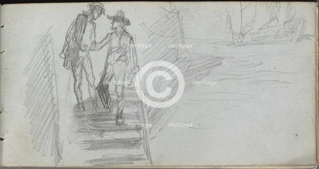 Sketchbook, page 64: Figures on a Stairway. Creator: Ernest Meissonier (French, 1815-1891).