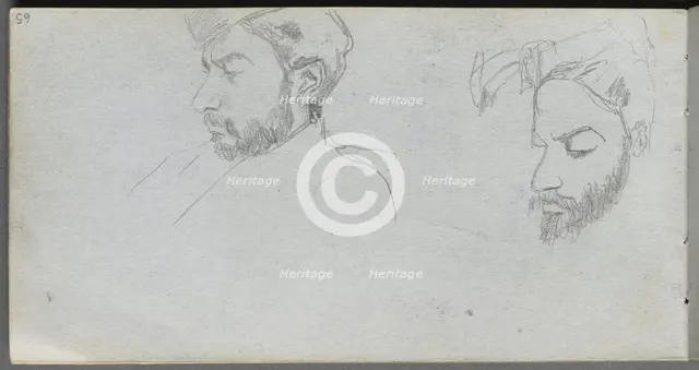 Sketchbook, page 65: Study of Faces in Profile. Creator: Ernest Meissonier (French, 1815-1891).