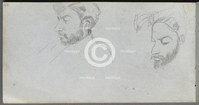 Sketchbook, page 65: Study of Faces in Profile. Creator: Ernest Meissonier (French, 1815-1891).