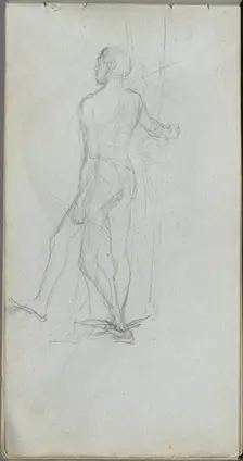 Sketchbook, page 60: Nude Male Study. Creator: Ernest Meissonier (French, 1815-1891)