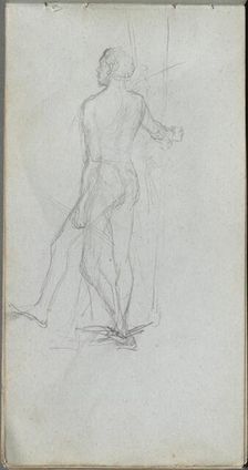 Sketchbook, page 60: Nude Male Study. Creator: Ernest Meissonier (French, 1815-1891)