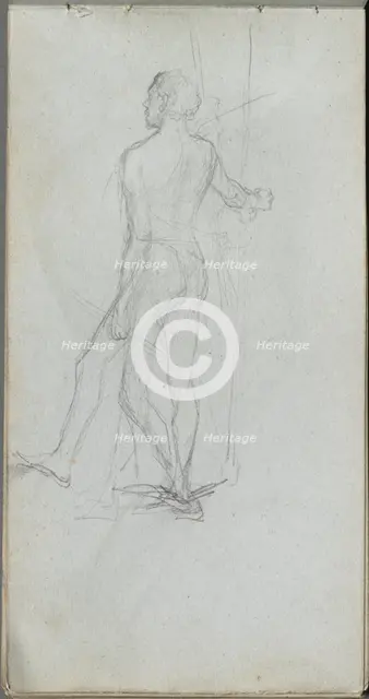 Sketchbook, page 60: Nude Male Study. Creator: Ernest Meissonier (French, 1815-1891).