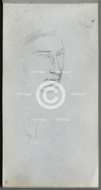 Sketchbook, page 61: Face, 3/4 view profile. Creator: Ernest Meissonier (French, 1815-1891).