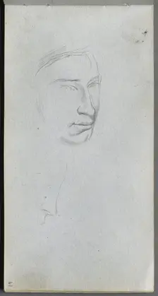 Sketchbook, page 61: Face, 3/4 view profile. Creator: Ernest Meissonier (French, 1815-1891)