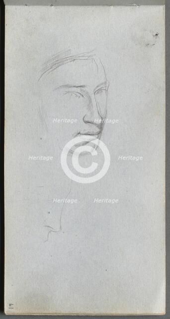 Sketchbook, page 61: Face, 3/4 view profile. Creator: Ernest Meissonier (French, 1815-1891).