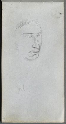 Sketchbook, page 61: Face, 3/4 view profile. Creator: Ernest Meissonier (French, 1815-1891)