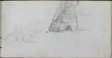 Sketchbook, page 84: Figure Study, Study of a Ship. Creator: Ernest Meissonier (French, 1815-1891)