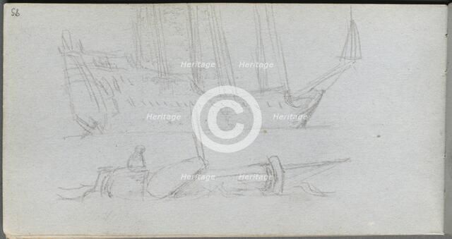 Sketchbook, page 85: Study of a Ship and Buoy. Creator: Ernest Meissonier (French, 1815-1891).