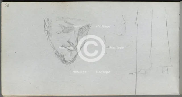 Sketchbook, page 83: Study of a Face, Legs. Creator: Ernest Meissonier (French, 1815-1891).