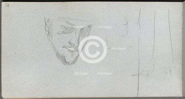 Sketchbook, page 83: Study of a Face, Legs. Creator: Ernest Meissonier (French, 1815-1891).