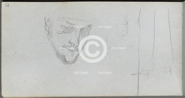 Sketchbook, page 83: Study of a Face, Legs. Creator: Ernest Meissonier (French, 1815-1891).
