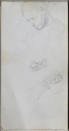 Sketchbook, page 96: Study of a Face, ears. Creator: Ernest Meissonier (French, 1815-1891)