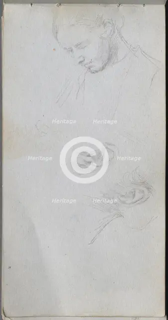 Sketchbook, page 96: Study of a Face, ears. Creator: Ernest Meissonier (French, 1815-1891).