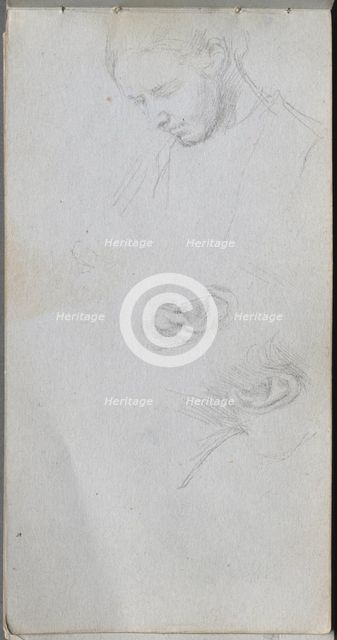 Sketchbook, page 96: Study of a Face, ears. Creator: Ernest Meissonier (French, 1815-1891).