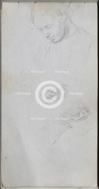 Sketchbook, page 96: Study of a Face, ears. Creator: Ernest Meissonier (French, 1815-1891).