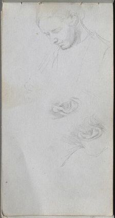 Sketchbook, page 96: Study of a Face, ears. Creator: Ernest Meissonier (French, 1815-1891)
