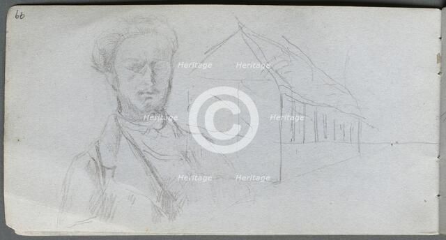 Sketchbook, page 99: Study of Figure, Building. Creator: Ernest Meissonier (French, 1815-1891).