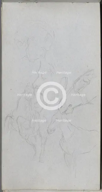 Sketchbook, page 90: Study of Horses, Profiles. Creator: Ernest Meissonier (French, 1815-1891).