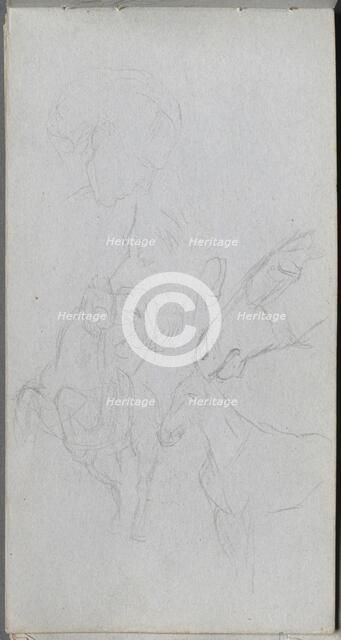 Sketchbook, page 90: Study of Horses, Profiles. Creator: Ernest Meissonier (French, 1815-1891).