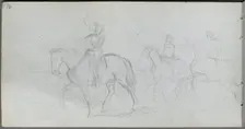 Sketchbook, page 91: Figures on Horseback. Creator: Ernest Meissonier (French, 1815-1891)