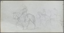 Sketchbook, page 91: Figures on Horseback. Creator: Ernest Meissonier (French, 1815-1891)