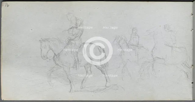 Sketchbook, page 91: Figures on Horseback. Creator: Ernest Meissonier (French, 1815-1891).
