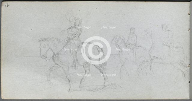 Sketchbook, page 91: Figures on Horseback. Creator: Ernest Meissonier (French, 1815-1891).