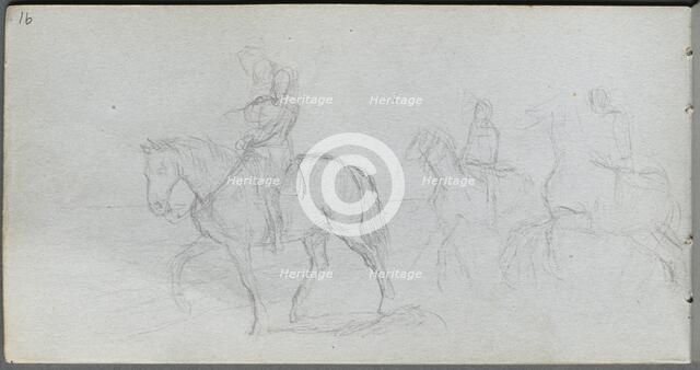 Sketchbook, page 91: Figures on Horseback. Creator: Ernest Meissonier (French, 1815-1891).