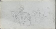 Sketchbook, page 91: Figures on Horseback. Creator: Ernest Meissonier (French, 1815-1891)